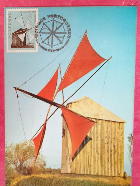 Postal Moinhos de Portugal $50. Selos
