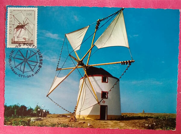 Postal Moinhos de Portugal $50. Selos