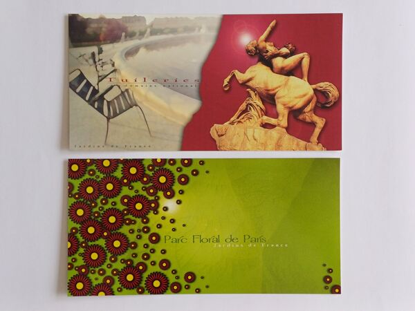 França – 2 Postais Jardins de France, 2004. Selos