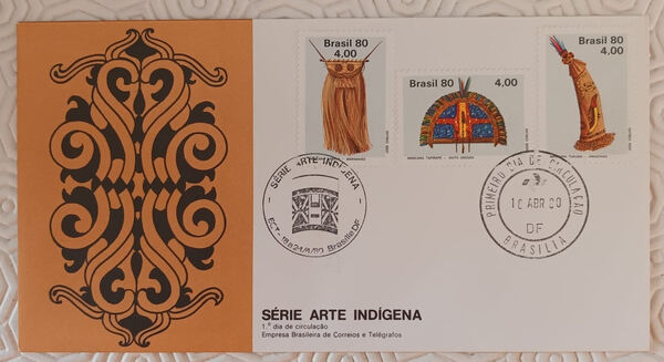FDC Arte Indígena Máscaras Rituais Brasil. Selos