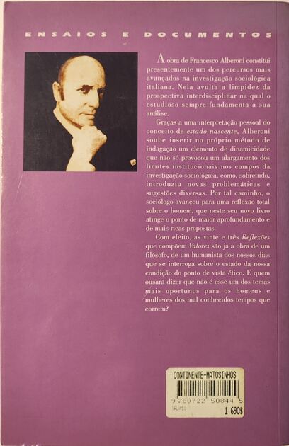 Valores - Francesco Alberoni. Livros