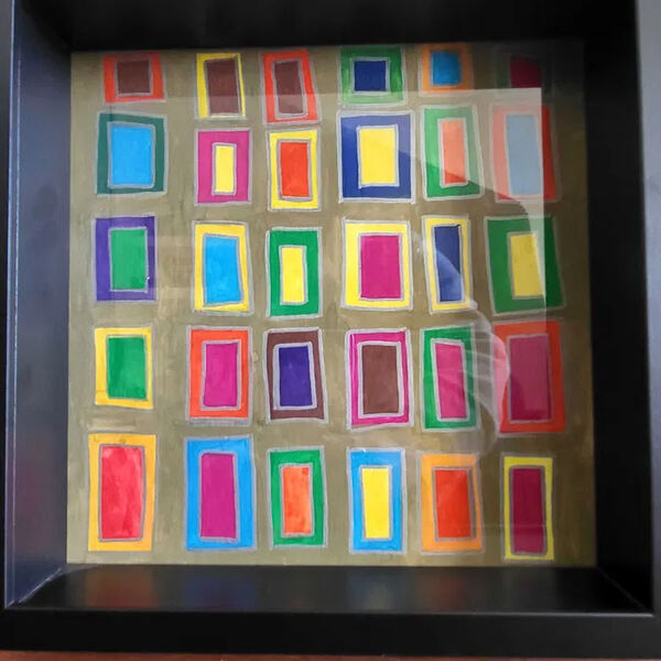 Desenho abstrato Raul Costa assinado com moldura.. Objetos de arte
