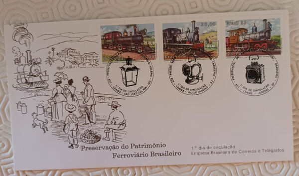 FDC Locomotivas Brasil 1983. Selos
