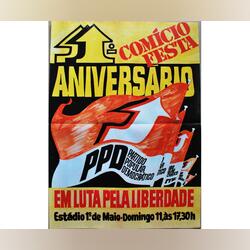 Cartaz PPD Comício Festa 1º Aniversário, 1975 . Objectos históricos
