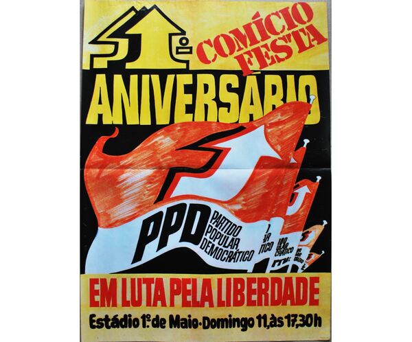 Cartaz PPD Comício Festa 1º Aniversário, 1975 . Objectos históricos