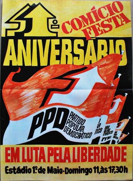 Cartaz PPD Comício Festa 1º Aniversário, 1975 . Objectos históricos