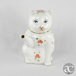 Bule em porcelana da China em forma de Gato. Louças. Braga
