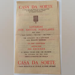 Folheto publicitário 1961 - Lotarias - Portugal. Outras Artes e Coleccionismo