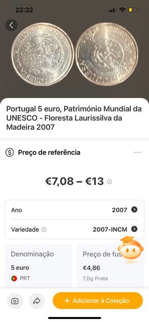 Moedas de 5€ comemorativas . Moedas