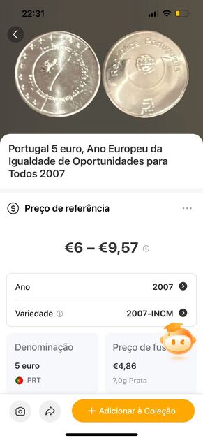 Moedas de 5€ comemorativas . Moedas