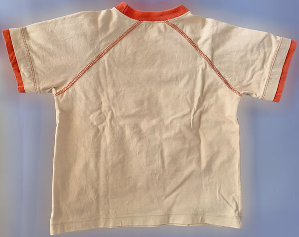 T-Shirt de Criança Unissexo, Bege e Laranja. Camisas e T-shirts