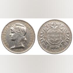 moeda 1 escudo de 1915 . Moedas. Óbidos.      