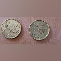 Moeda  de 0,20 cêntimos de euro raríssima com exce. Moedas. Arroios.      