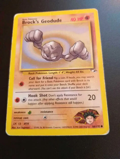 Pokemon Card -Brock's Geodude 40 HP. Cartas e Baralhos