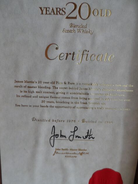 Whisky- James Martin's 20 Anos, Antigo ( Anos 70) . Alimentos e bebidas