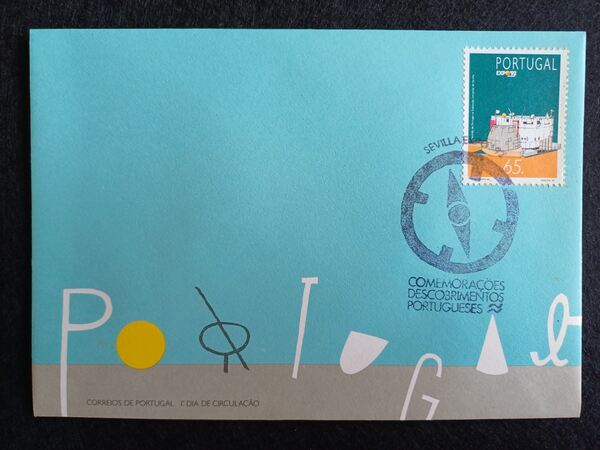 Envelope Expo 92, com selo com carimbo Pavilhão. Selos