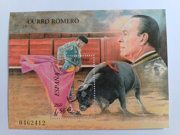 Filatelia Espanha – Bloco Curro Romero, 2001. Selos
