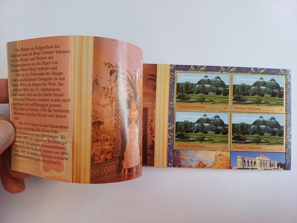 Carteira ONU-Viana Palácio de Schonbrun - 1998. Selos