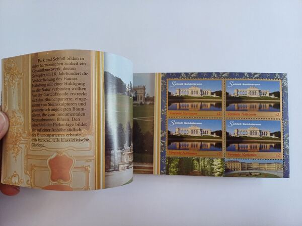 Carteira ONU-Viana Palácio de Schonbrun - 1998. Selos