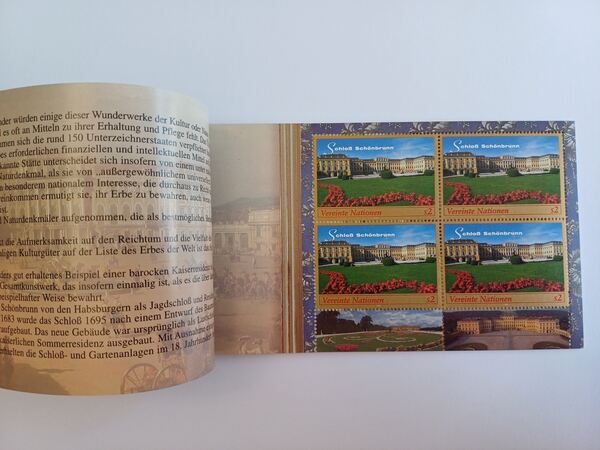 Carteira ONU-Viana Palácio de Schonbrun - 1998. Selos