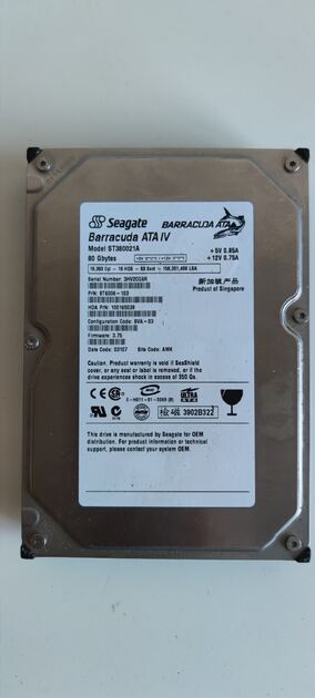 Disco ATA 3.5" Seagate Barracuda 80GB. Disco rígido