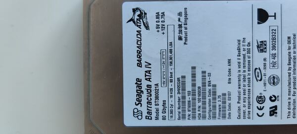 Disco ATA 3.5" Seagate Barracuda 80GB. Disco rígido