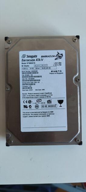 Disco ATA 3.5" Seagate Barracuda 80GB. Disco rígido