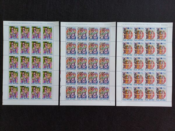 Filatelia - Vaticano - 3 Folhas novas, 1100 Aniver. Selos