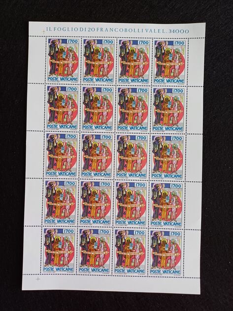 Filatelia - Vaticano - 3 Folhas novas, 1100 Aniver. Selos