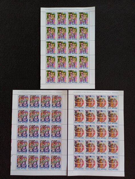 Filatelia - Vaticano - 3 Folhas novas, 1100 Aniver. Selos