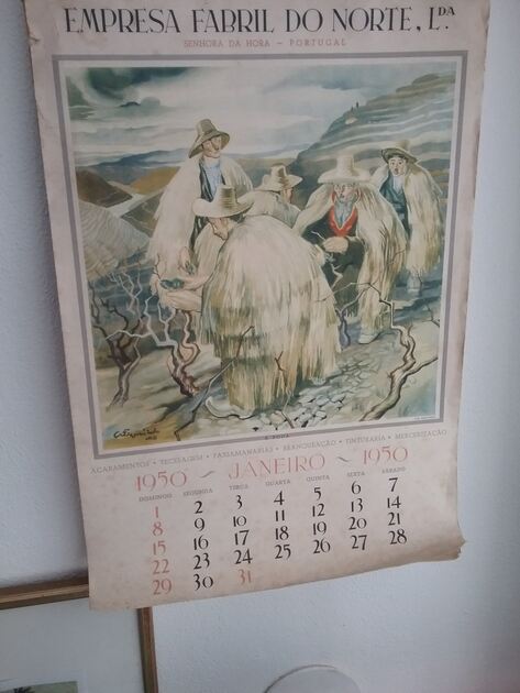 Calendário em representação da vindima.. Impressão de Arte