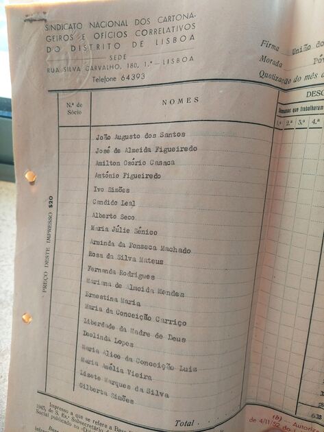 Documento Sindical antigo. Outras Artes e Coleccionismo