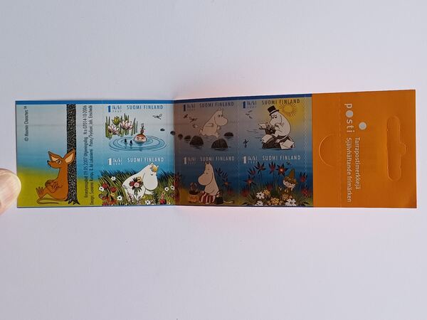 Filatelia Finlândia – Carteira Moomins 2007. Selos