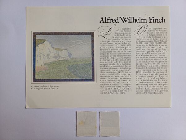 Emissão conjunta Bélgica-Finlândia, Alfred Finch –. Selos