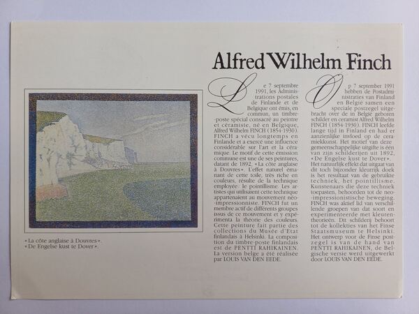 Emissão conjunta Bélgica-Finlândia, Alfred Finch –. Selos