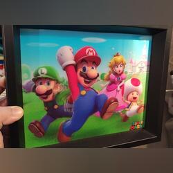 Quadro 3D Super Mário e Princesa Peach . Merchandising de VideoJogos