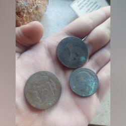 Lote 3 moedas Espanholas séc XIX. Moedas