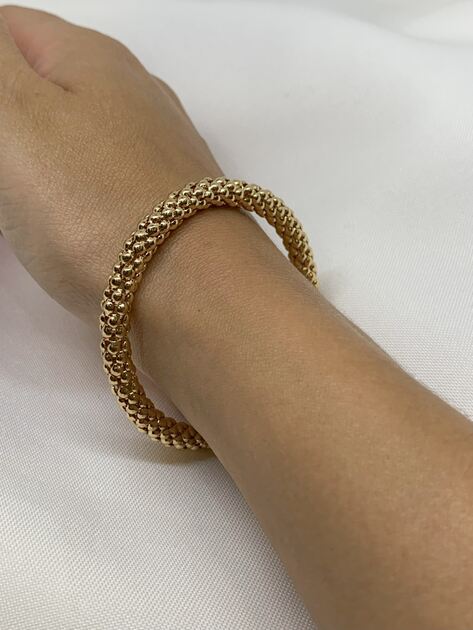 Pulseira Elástica Dourada com Efeito de Esferas - . Pulseiras