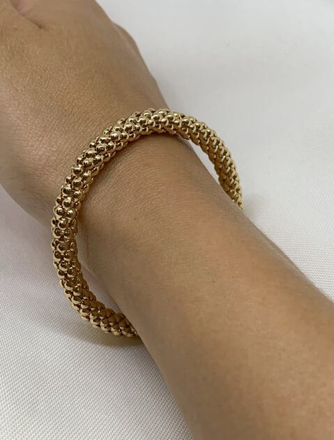 Pulseira Elástica Dourada com Efeito de Esferas - . Pulseiras