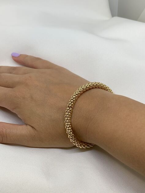 Pulseira Elástica Dourada com Efeito de Esferas - . Pulseiras
