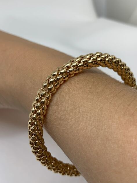 Pulseira Elástica Dourada com Efeito de Esferas - . Pulseiras