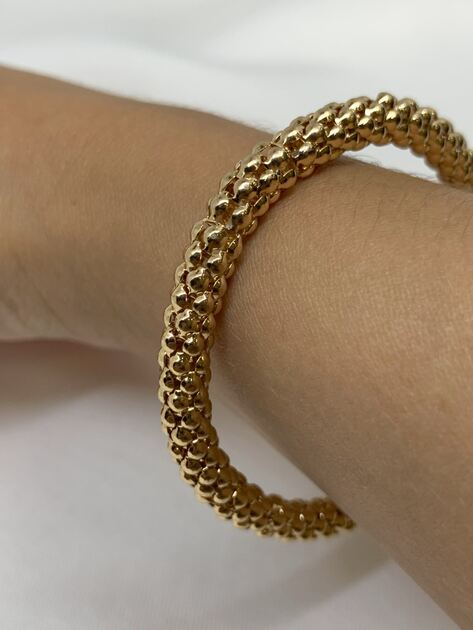 Pulseira Elástica Dourada com Efeito de Esferas - . Pulseiras