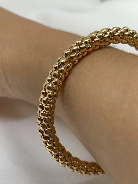Pulseira Elástica Dourada com Efeito de Esferas - . Pulseiras