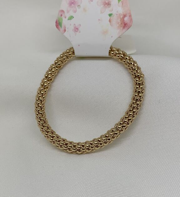 Pulseira Elástica Dourada com Efeito de Esferas - . Pulseiras