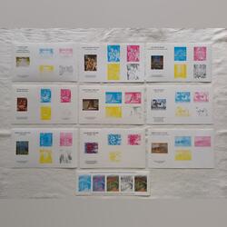 10 Provas de cor de selos franceses. Selos