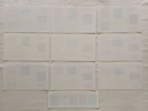 10 Provas de cor de selos franceses. Selos