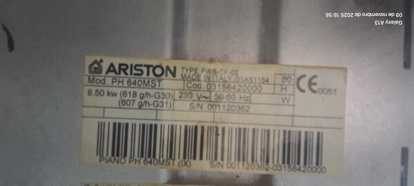 Placa a gás Ariston encastrável. Fogões