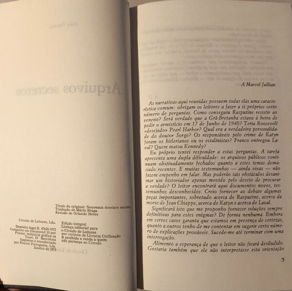 Arquivos Secretos - Alain Decaux. Livros