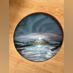 Pintura a oleo original "Moonlight Reflection" . Quadros