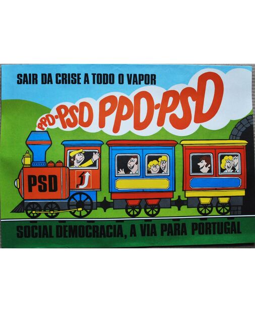 Cartaz PPD-PSD Sair da crise a todo o vapor, 1983 . Outras Artes e Coleccionismo